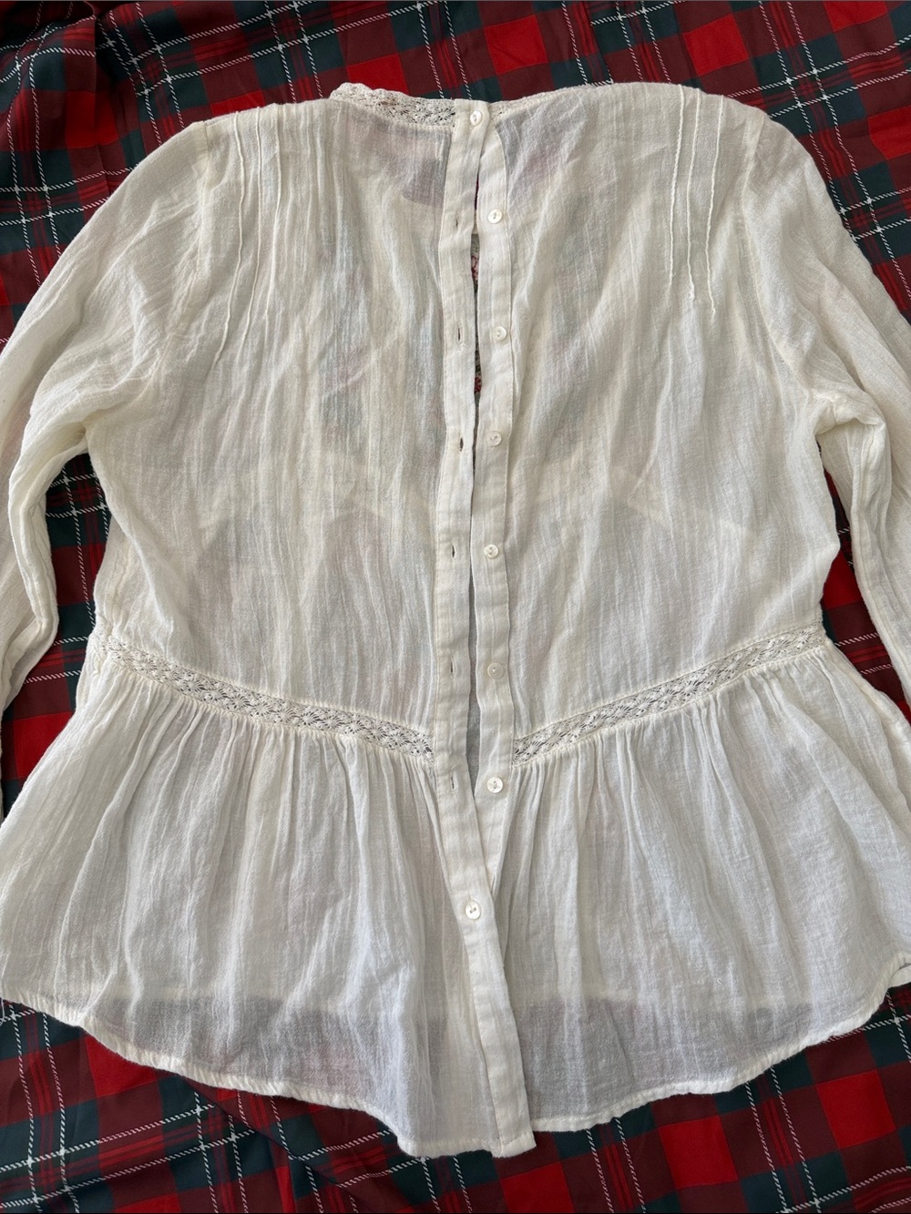 Zara Embroidered Boho Blouse with Red & Green Floral Detail - Picture 3 of 4